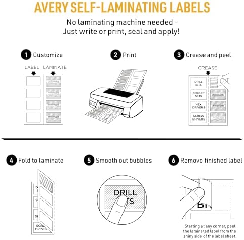 Avery® 00756 Easy Align® Self-Laminating ID Labels, Laser/Inkjet, 2 15/16 x 3 5/16, White (Pack of 100) - Image 4