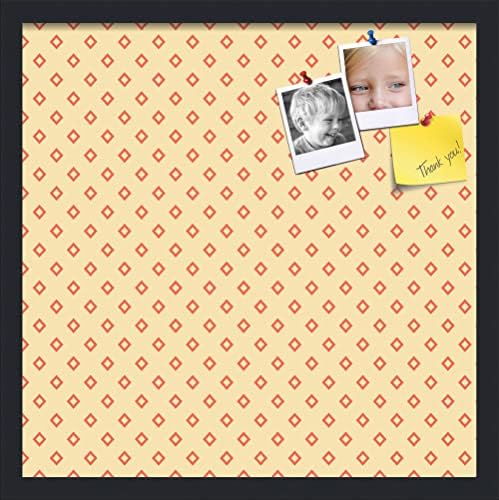 PinPix 20x20 inch Cork Bulletin Board. This Decorative Framed Pin Board Comes with Diamonds in Red and Yellow Design and Satin Black. Ideal for Home, Office Decor or School (PinPix-333) by PinPixBulletinBoards