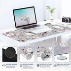 iCasso Desk Blotter for Workspace, Pink Floral 35.4"x15.7" Mousepad - Image 4