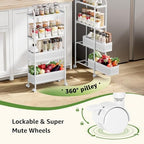 KINGRACK 4 Tier Slim Rolling Cart with Drawer, Metal Utility Storage Cart - Image 4