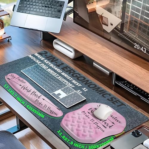 2-in-1 Ergonomic Set, Wave Keyboard Wrist Rest and Massage Slope Mouse Pad Wrist Support, Rebound Memory Foam for Relieve Carpal Tunnel Syndrome and Wrist Pain (Stay Positive) - Image 5
