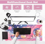 ARTSO Desk Mat Combo, Large Mouse Pad with Wrist Rest, Keyboard Wrist Support Desk Pad, Ergonomic Mousepad with Non-Slip Base for Home Office Game, Colorful Clouds - Image 2