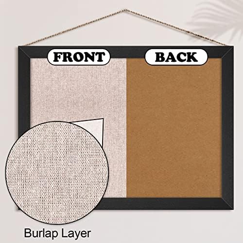 Teling 6 Pack Wood Bulletin Boards with Linen 12''x 16'' Cork Board for Walls with 60 Pushpin Decorative Wood Framed Display for Classroom School Office Bedroom (Black) - Image 3