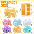 Qunclay 12 Pack Plastic Caddy with Handle Pastel Color 4 Compartment Classroom Caddies Organizer Protable Craft Storage Classroom Caddy Organization for Teachers Pencil Crayon Marker School Supplies - Image 2