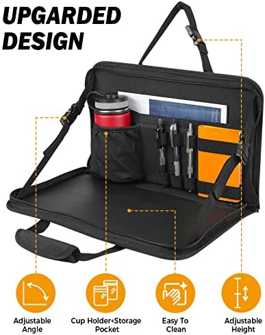 JOYTUTUS 3 in 1 Steering Wheel Eating Tray Upgraded(16.1 * 10 inch), Car Back Seat Laptop Desk, Multifunctional Car Office Bag, Car Work Table for Writing, Car Organizer for Kids, Commuters, Family - Image 4