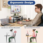 OPNICE Desk Organizer and Accessories, 2-Tier Computer Monitor Stand Riser with Drawer and 2 Pen Holders, Laptop Stand, Office Desk Accessories for Office Supplies, Rose - Image 6