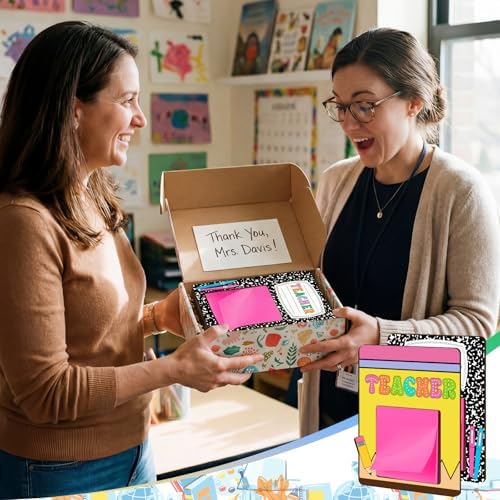 Eersida 24 Pcs/12 Sets Back to School Teacher Gift Daycare Teacher Appreciation Gifts Bulk Teachers Thank You Gift Wood Post Sticky Note Holder Composition Pencil Preschool Elementary Office Supply - Image 5