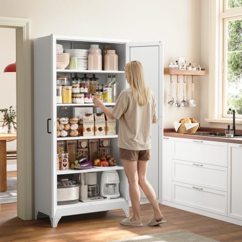 Yizosh Metal Storage Cabinet with Doors and 4 Adjustable Shelves - Image 4