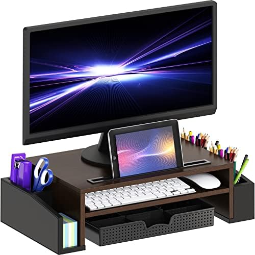 Simple Houseware Desk Monitor Stand Riser w/ Adjustable Tray, Espresso by SimpleHouseware
