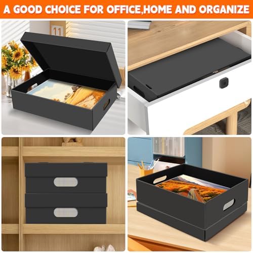 AOBOPLE 4 Pack Photo Storage Box,16" x 12" x 4" Keepsake Box with Handle Holes,Protective Storage Box for Photos Pictures Documents Artwork DIY and Souvenir,Home and Office Organizer - Image 4