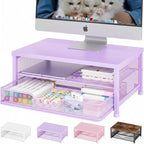 OPNICE Computer Monitor Stand Riser, Desk Organizer with Drawer, Printer & Laptop Stand, Office Desk Accessories & Workspace Desktop Organizers Storage for Office Supplies(Purple) by OPNICE