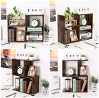 PAG-Mass Desktop Bookshelf Freestanding Wooden Countertop Bookcase Accessories Organizer Display Rack Dorm Desk Storage Shelf - Image 6