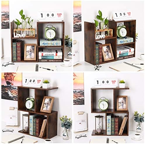 PAG-Mass Desktop Bookshelf Freestanding Wooden Countertop Bookcase Accessories Organizer Display Rack Dorm Desk Storage Shelf - Image 6
