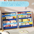 Aokitsink Kid Bookshelf for Kids Rooms, 4-Tier Blue Montessori Bookshelf,Toddler Children Bookshelf,Metal Kid's Book Storage Organizer for Boys Room Furniture Playroom Kindergarten - Image 4