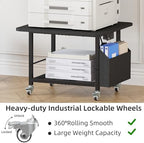 YAOHUOO 23.6" Large Printer Stand with Power Outlet,3D Printer Table,Black - Image 4