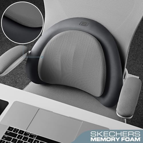 Skechers Lumbar Pillow Premium Memory Foam, Double-Layer-Office Chair Cushion for Tailbone Pain Relief,Butt Pillow for Office Chair,Car seat Cushion,Long Sitting Office Workers,and Car Drivers,Grey - Image 4