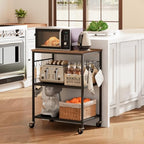 Homleke 3-Tier Rolling Kitchen Microwave Cart, Utility Cart - Image 7
