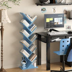 10 Tier Tree Book Shelf, Floor Standing Wood Bookshelf for Narrow Space - Image 2