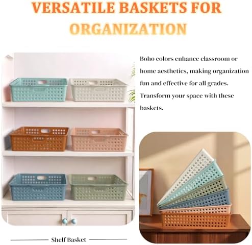 6 Pack Plastic Turn in Paper Trays for Classroom, Storage Bin Baskets, Boho - Image 5