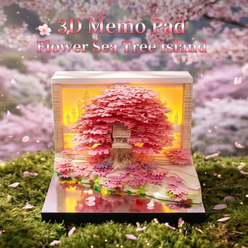 3D Calendar 2027,Creative 3D Memo Pad Time Piece Calendar 2027 Tear Away Paper Sculpture Pink Tree Multi-Color DIY Art Note - Image 2