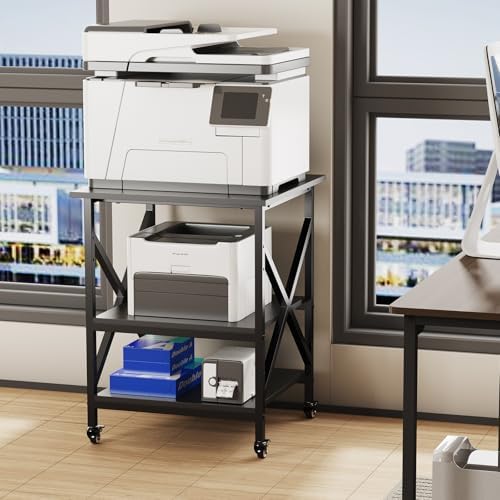 3 Tier Printer Stand, Large 23.6"x23.6" Printer Table with Wheels - Image 4