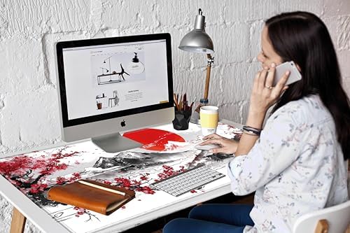 48x24 Mouse Pad Giant Cherry Blossom Desk Mat Large Mousepad Gaming Red Sakura Mouse Mat Huge Oversized Desk Pad XXXXL Computer Mat for Office Work Women - Image 7
