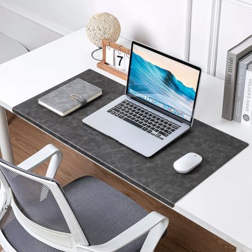 Office PU Leather Desk Pad with Stitched Edges (Grey,35.4"x16.9") - Image 4