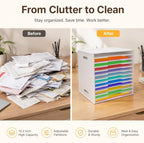 Timisea12 Tier Scrapbook Paper Organizer,White Cardstock A4 Paper Sorter Storage Rack,Scrapbook Organizer for Sizes 11" X 11" for Home Office & Classrooms,White Organizer Storage - Image 6
