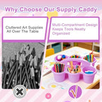 6 Pack Stackable Classroom Caddy with Handle, Pastel Multicolor - Image 5