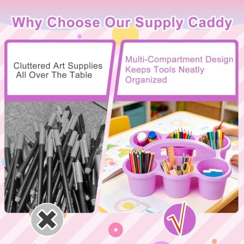 6 Pack Stackable Classroom Caddy with Handle, Pastel Multicolor - Image 5