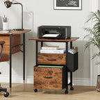 Simple Deluxe 2 Drawer File Cabinet with 24" Extended Desktop, Mobile Filing Cabinet, Rolling File Cabinet with Side Bag, Fabric Drawer, Fits A4/Letter Size, Printer Stand Home Office, Brown - Image 2