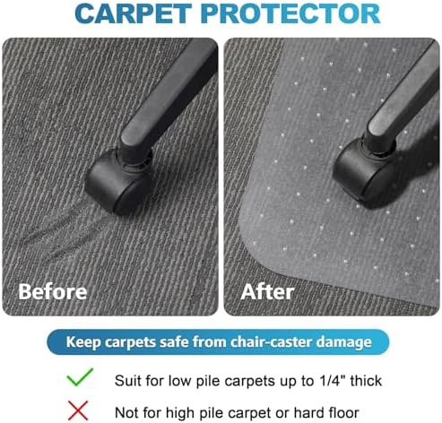 Thickened Chair Mat for Carpet - 47”X 35.5” Heavy Duty Office Chair Mat for Low-Pile Carpeted Floors. Carpet Protector for Office Computer Desk Chair. Easy Rolling, Clear - Image 4