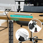 Heavy Duty Screw-in Cable Management Spine, 4-Channel Under Desk Vertebrae Cord Organizer for Wood & Laminate Standing Desks, Adjustable Floor-to-Desktop Wire Raceway with Weighted Base - Image 2