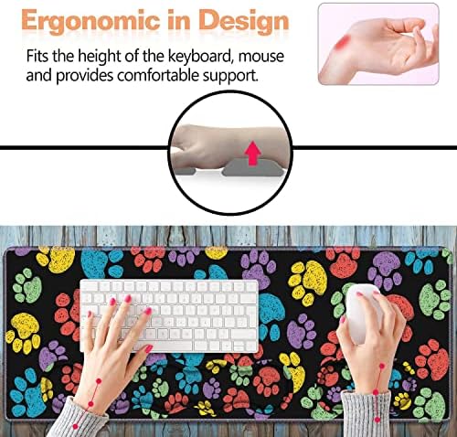 Ergonomic Keyboard Wrist Rest & Mouse Pad Wrist Rest Set,Large XXL Gaming Mousepad 31.5"x 11.8",Memory Foam,Easy Typing Pain Relief,Multifunctional Desk Mat for Office & Home,Colorful Dog Paw Print - Image 6
