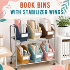 gisgfim 12 Pcs Non-Tip Book Bins with Stabilizer Wings (Boho) - Image 4