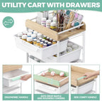 SYKIARIOL Rolling Cart with 5 Drawers,Art Craft Cart,White - Image 3