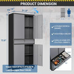 Fesbos 73" Metal Cabinet-Black&Gray Heavy Duty Rolling Storage Cabinet Steel Tool Cabinets with Wheels, Shelves, Lockable Doors and Drawers- for Garage, Pantry, Warehouse - Assembly Required - Image 2
