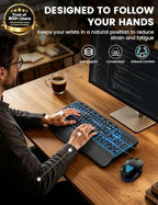 SABLUTE Wireless Keyboard and Mouse Combo, Ergonomic Wave with Wrist Rest - Image 2