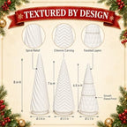 Lighted Ceramic Christmas Trees Set of 3 White Tabletop Christmas Decor - Image 4