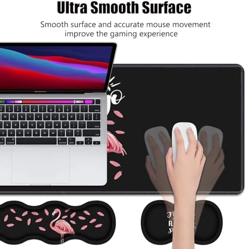 Ergonomic Memory Foam Mouse Pad Wrist Rest Set, Be a Flamingo in a Flock Pigeons Inspirational Quote Large Desk Pad + Keyboard Wrist Rest + Mouse Wrist Cushion + Coaster for Home Office Study Gaming - Image 3