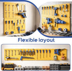 Pegboard Organizer Kit,4 Pack 14.76x10.82 in Metal Panels with 6 Bin,Yellow - Image 7