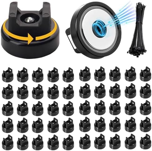 50 Pcs zbab1 Magnetic Zip Tie Mount Base, 25LBS Strong Magnetic Wire Holder & Cable Clips,Magnetic cable management for cars, offices, homes, and boats Diameter 22mm by Unknown