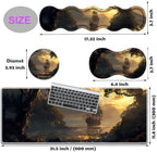 Large Gaming Mouse Pad, Keyboard Wrist Rest Pad + Mouse Wrist Pad + Coaster 4 in 1 Set, Extended Waterproof Non-Slip Desk Mat, Suitable for Office Home Learning Games, Pirate Ship - Image 6