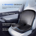 Coverado Car Seat Cushion and Lumbar Support Pillow One Piece, Napa Leather Memory Foam Ergonomic Back Support Driving Seat Cushion for Back Pain, Non-Slip Washable Cushion for Car, Driver, Office - Image 2