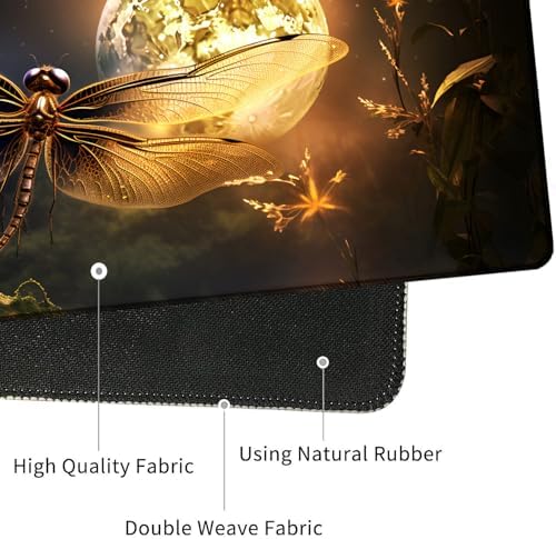 4 in 1 Mouse Pad Combo, Large Gaming Mouse Pad + Keyboard Wrist Support + Mouse Wrist Rest + Coaster, Table Pad 31.5 "x 11.8" with Memory Foam Ergonomic Wrist Pad Set, Dragonfly Under The Moon - Image 3