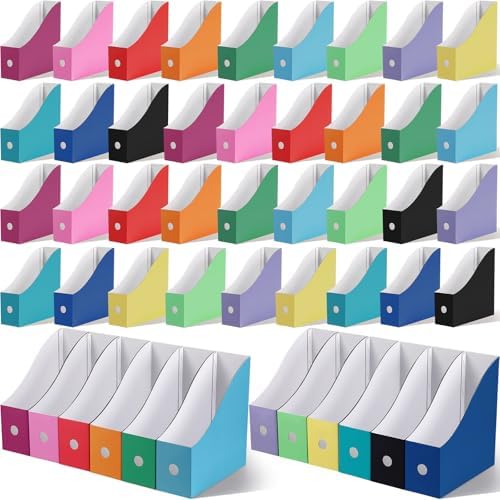 Colarr 48 Pcs Cardboard Magazine File Holder Book Bins, Bright Color by Colarr