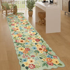 DUKINO 2.6x10 Runner Rug for Hallway, Floral Washable Rug Non Slip, Green by DUKINO