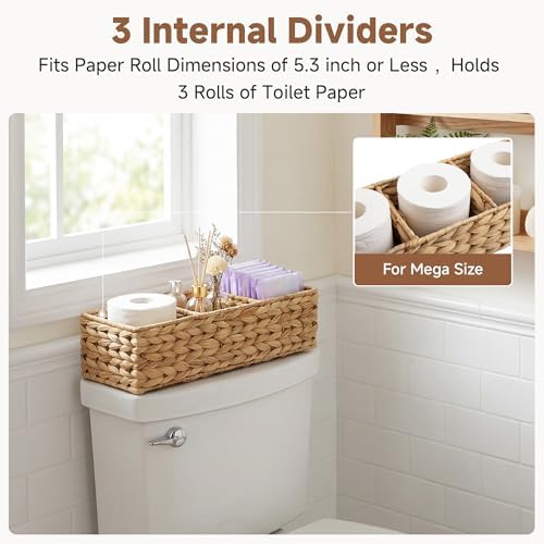 StorageWorks Toilet Paper Basket, Large Toilet Tank Basket, Water Hyacinth - Image 3