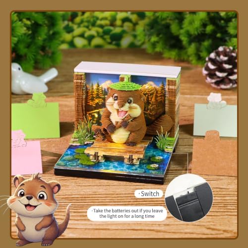 3D Calendar 2027,Time Piece Calendar 2027,Cute Beaver Carpenter 3D Art Notepad Calendars,3D Memo Pad,Tear Away Calendars,Christmas Gift,New Year Gift (Beaver Carpenter) - Image 4