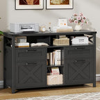Halitaa File Cabinet with Open Storage Shelf for Home Office, Pure Black by Halitaa